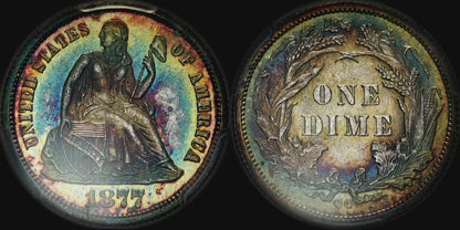 1877-CC 10C MS64+ PCGS CAC