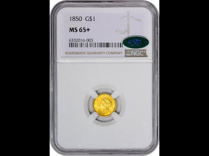 1850 G$1 MS65+ NGC CAC