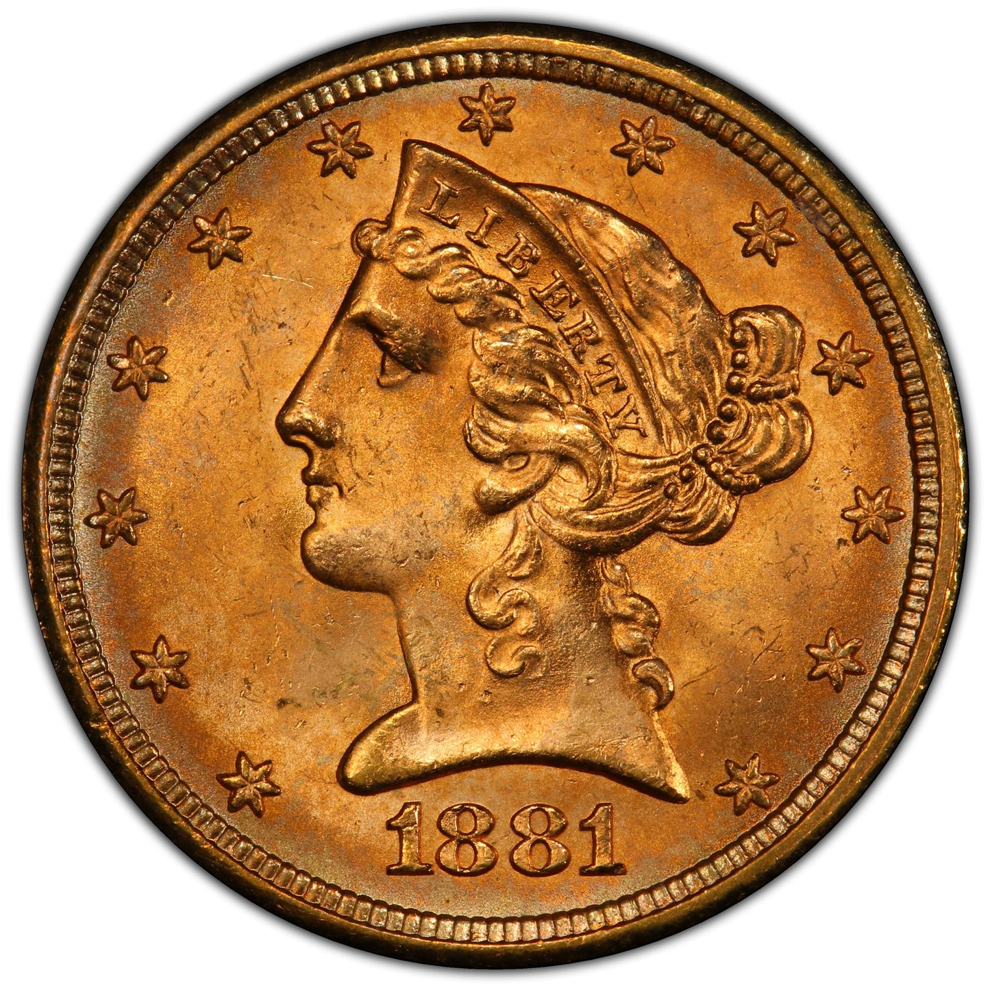 1881 $5 Ms66 Pcgs Cac