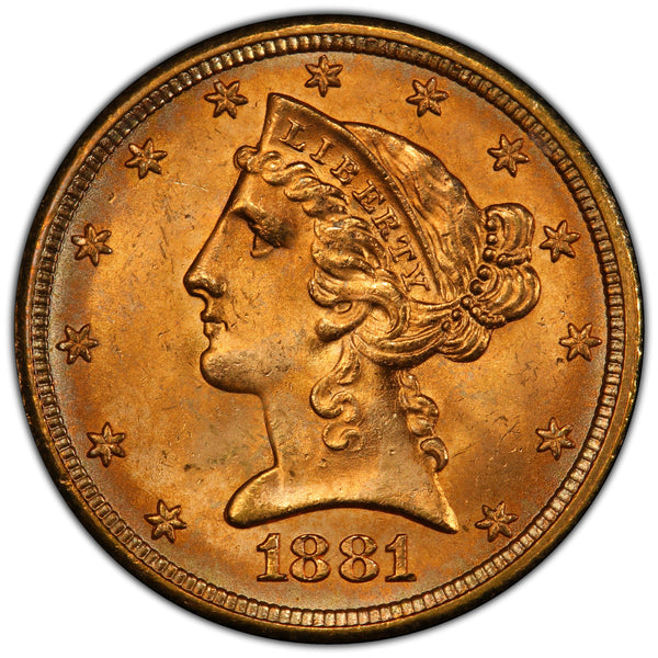 1881 $5 Ms66 Pcgs Cac