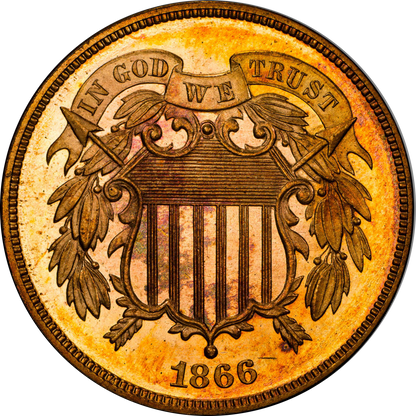 1866 2C PR66 RD CAM PCGS CAC