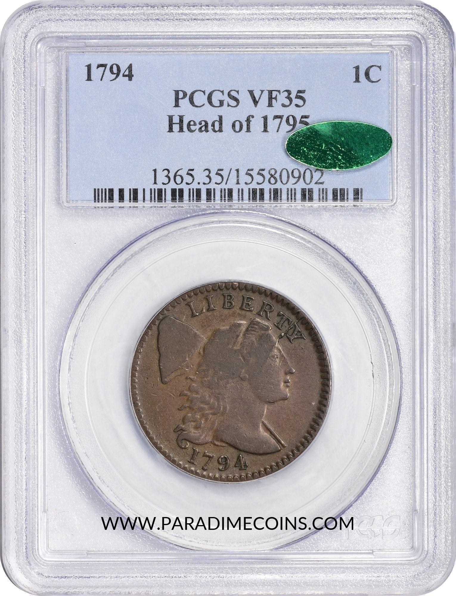 1794 1C S-70 HEAD OF 1795 VF35 PCGS CAC - Paradime Coins | PCGS NGC CACG CAC Rare US Numismatic Coins For Sale