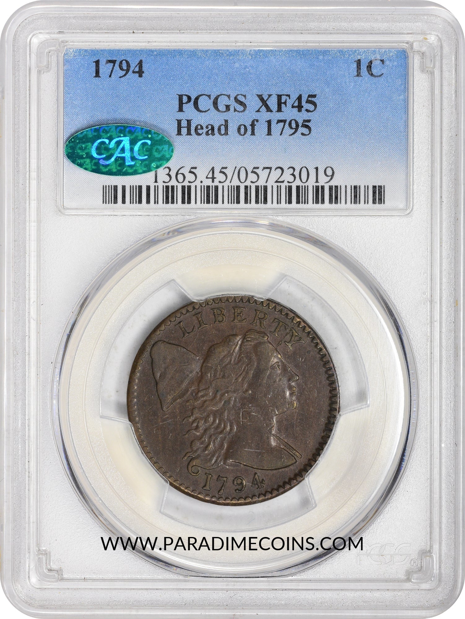 1794 1C S-70 HEAD OF 1795 XF45 PCGS CAC - Paradime Coins | PCGS NGC CACG CAC Rare US Numismatic Coins For Sale