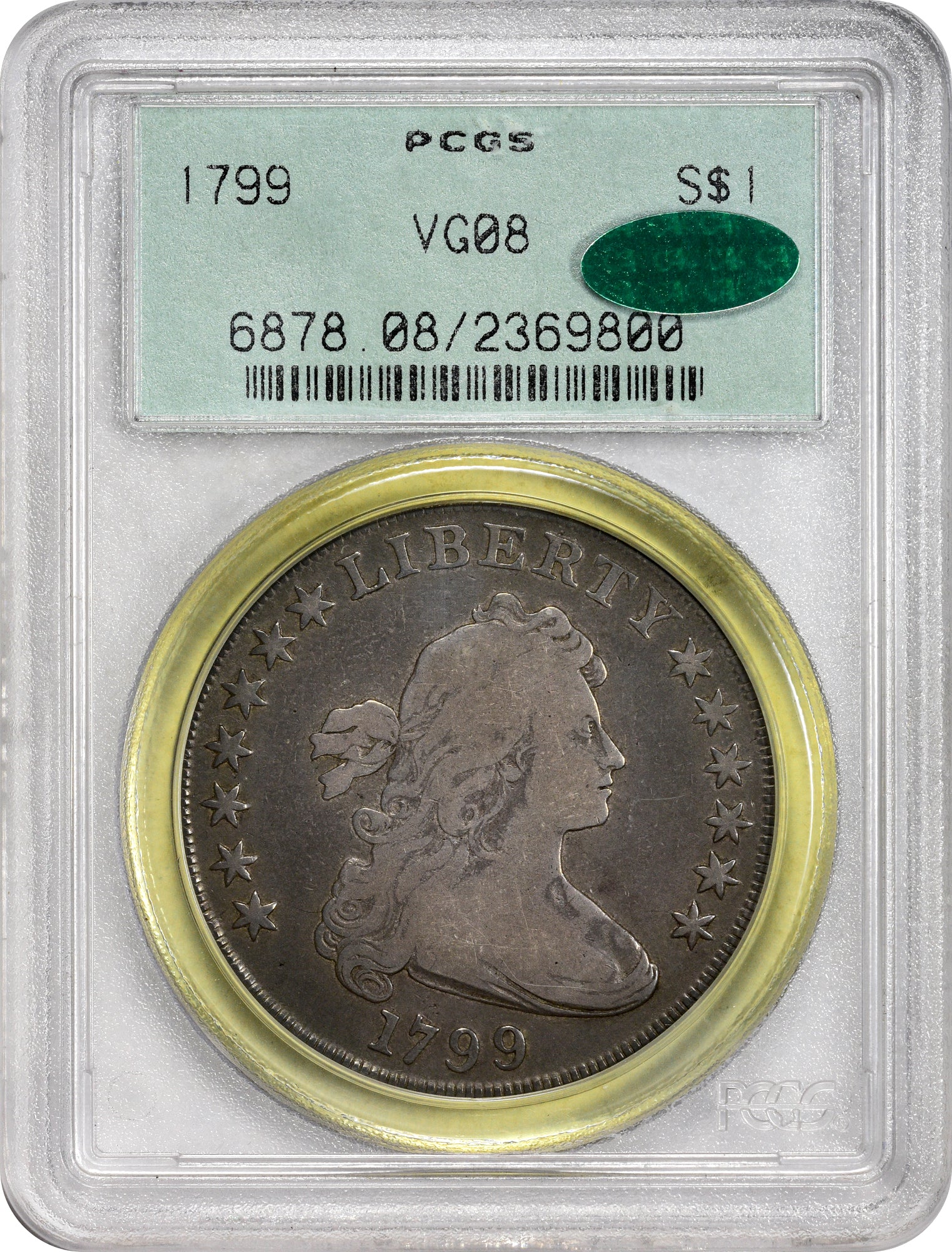 1799 $1 VG08 OGH PCGS CAC - Paradime Coins | PCGS NGC CACG CAC Rare US Numismatic Coins For Sale