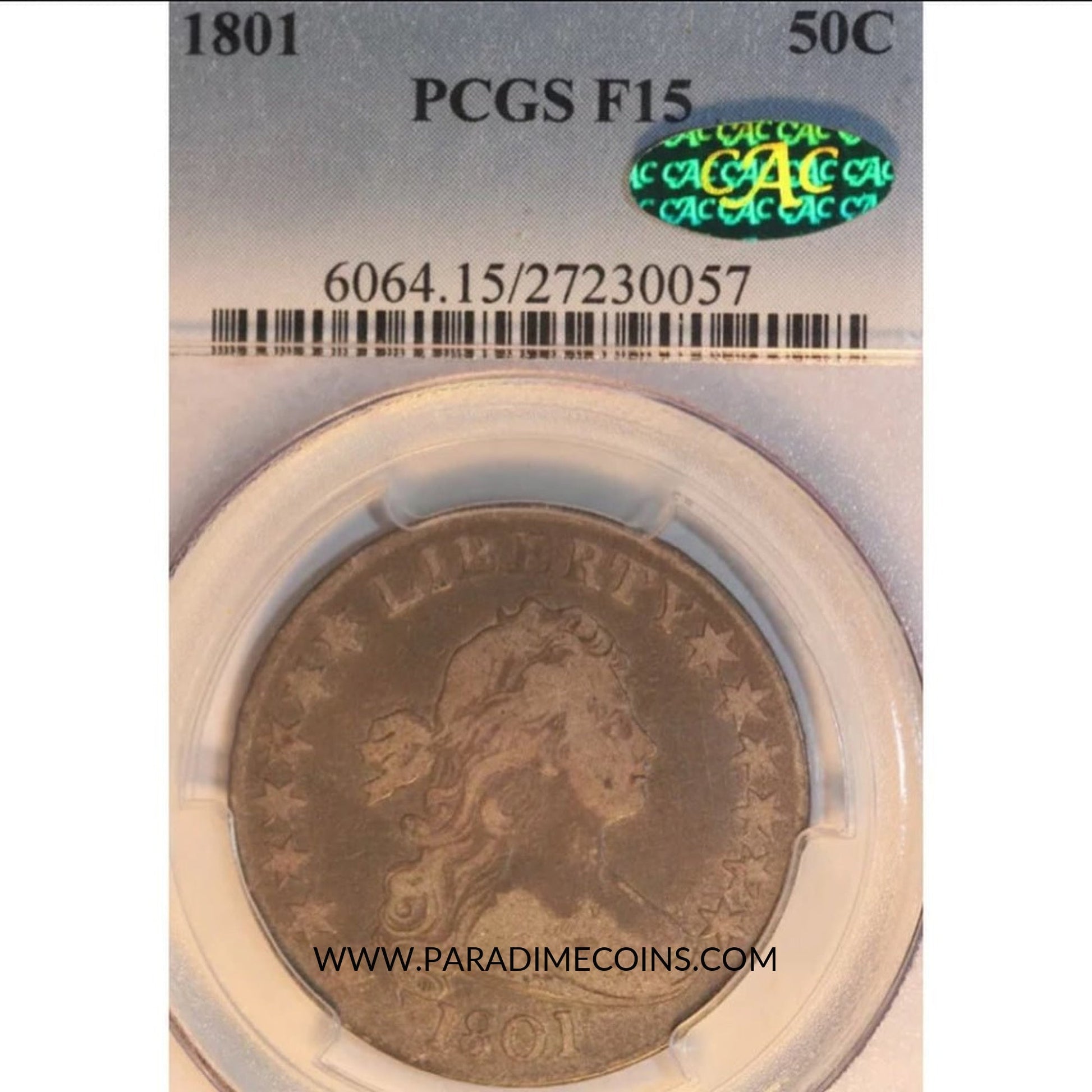 1801 50C F15 PCGS CAC. - Paradime Coins | PCGS NGC CACG CAC Rare US Numismatic Coins For Sale