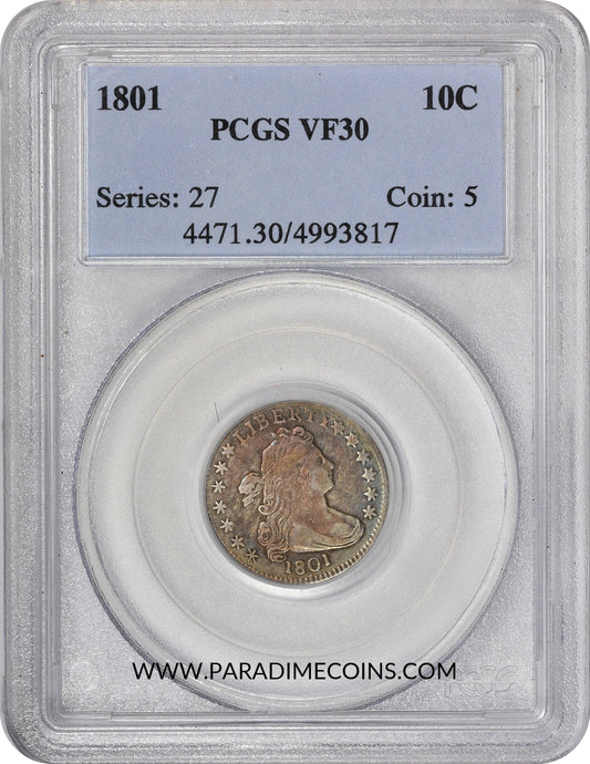1801 10C VF30 PCGS - Paradime Coins | PCGS NGC CACG CAC Rare US Numismatic Coins For Sale