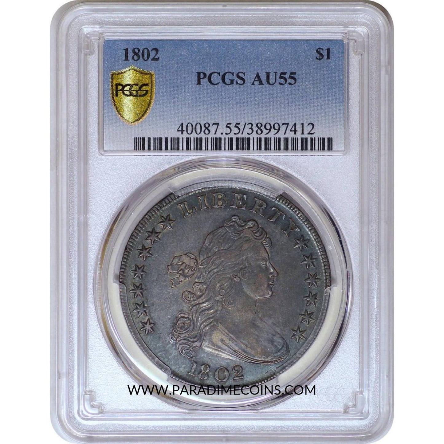 1802 $1 AU55 PCGS - Paradime Coins | PCGS NGC CACG CAC Rare US Numismatic Coins For Sale