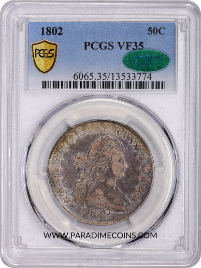 1802 50C VF35 PCGS CAC - Paradime Coins | PCGS NGC CACG CAC Rare US Numismatic Coins For Sale