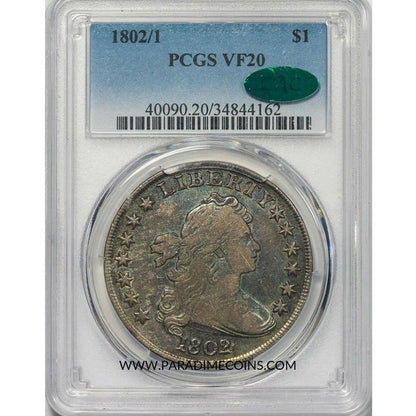 1802/1 $1 VF20 PCGS CAC - Paradime Coins | PCGS NGC CACG CAC Rare US Numismatic Coins For Sale