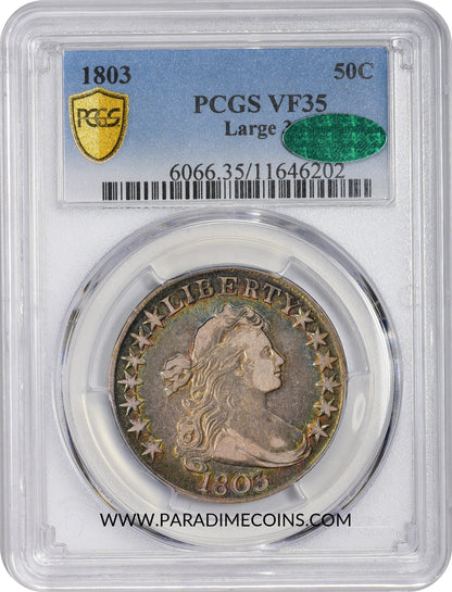 1803 50C LARGE 3 VF35 PCGS CAC - Paradime Coins | PCGS NGC CACG CAC Rare US Numismatic Coins For Sale