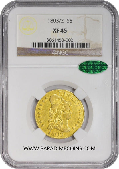 1803/2 $5 XF45 NGC CAC - Paradime Coins | PCGS NGC CACG CAC Rare US Numismatic Coins For Sale