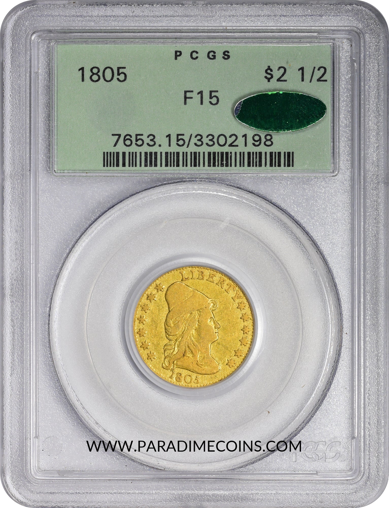 1805 $2.5 F15 OGH PCGS CAC - Paradime Coins | PCGS NGC CACG CAC Rare US Numismatic Coins For Sale