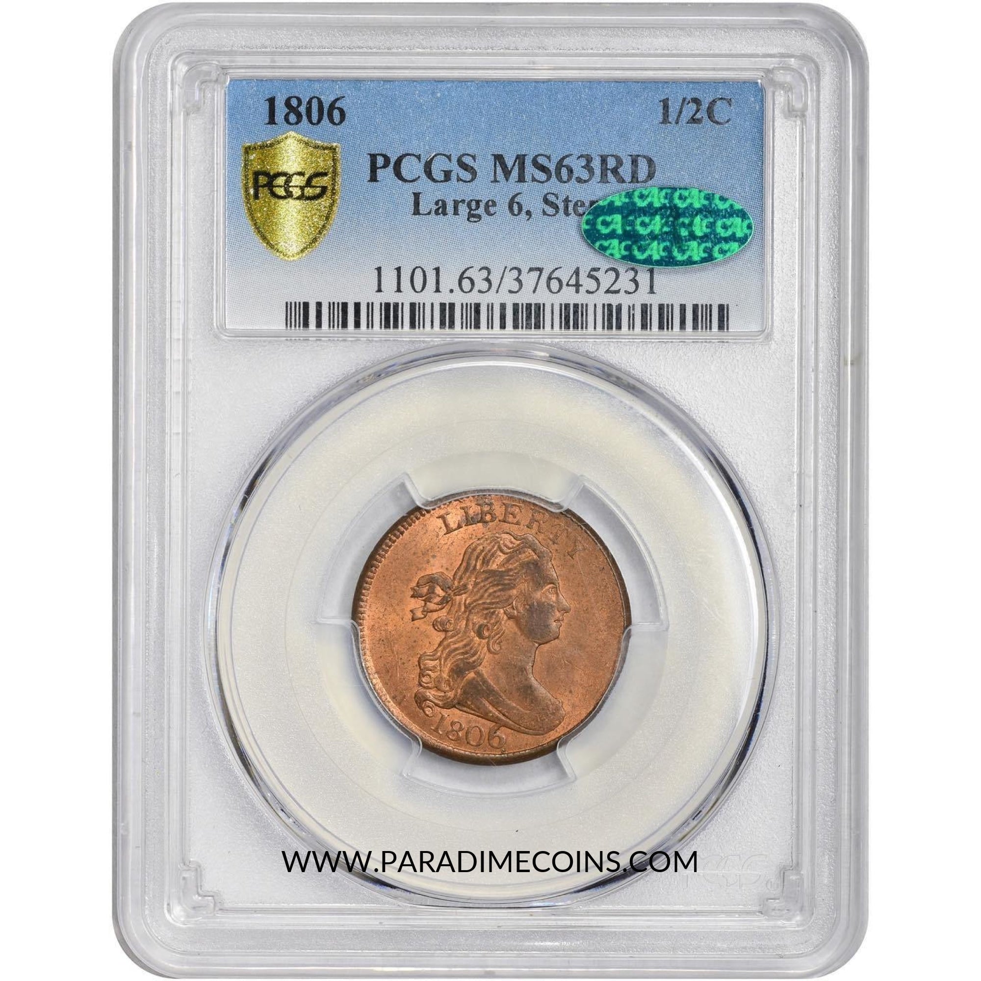 1806 1/2C MS63RD PCGS CAC - Paradime Coins | PCGS NGC CACG CAC Rare US Numismatic Coins For Sale