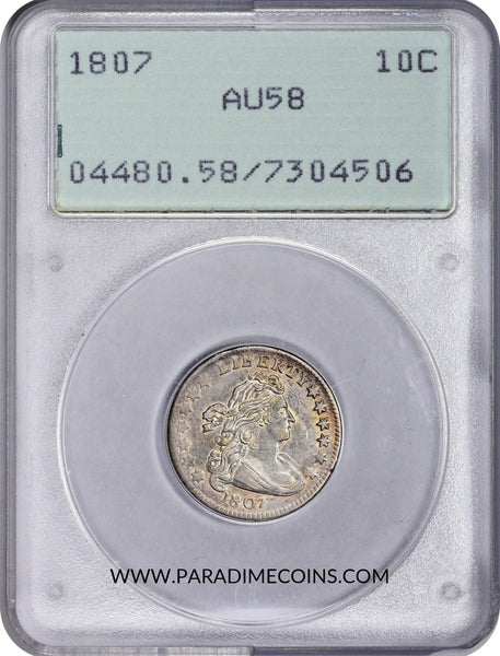 1807 10C AU58 OGH RATTLER PCGS - Paradime Coins | PCGS NGC CACG CAC Rare US Numismatic Coins For Sale
