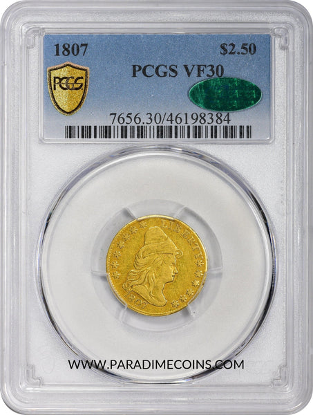 1807 $2.5 VF30 PCGS CAC - Paradime Coins | PCGS NGC CACG CAC Rare US Numismatic Coins For Sale