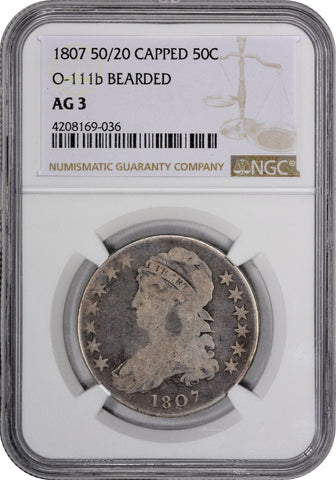 1807 50C BEARDED GODDESS O-111b AG03 NGC - Paradime Coins US Coins For Sale