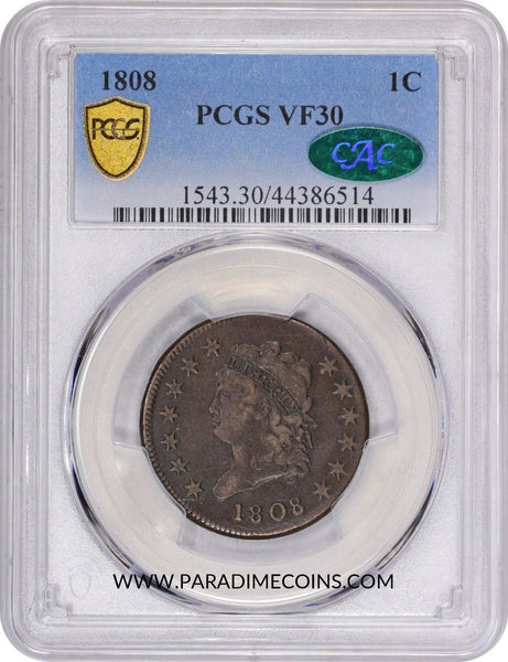 1808 1C VF30 PCGS CAC - Paradime Coins | PCGS NGC CACG CAC Rare US Numismatic Coins For Sale