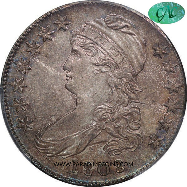 1808/7 50C AU58+ PCGS CAC - Paradime Coins US Coins For Sale
