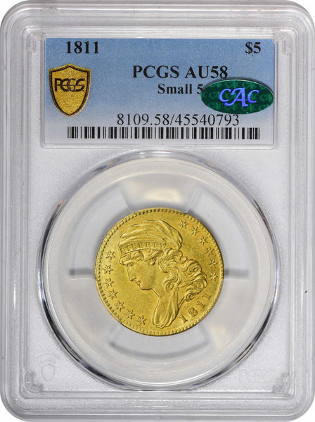 1811 $5 SMALL AU58 PCGS CAC - Paradime Coins US Coins For Sale