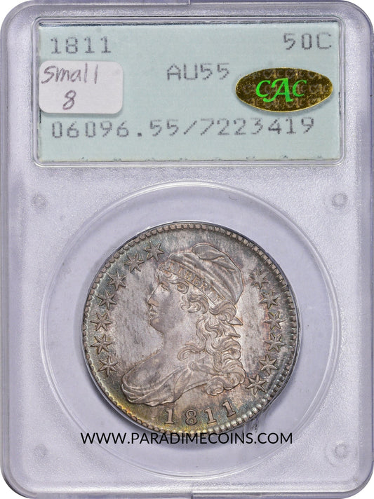 1811 50C SMALL 8 AU55 PCGS RATTLER GOLD CAC - Paradime Coins | PCGS NGC CACG CAC Rare US Numismatic Coins For Sale