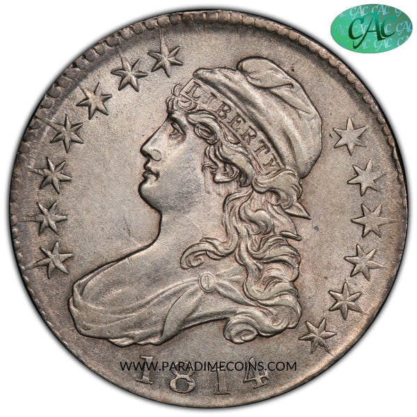 1814 50C O-105a SINGLE LEAF AU55 PCGS CAC - Paradime Coins | PCGS NGC CACG CAC Rare US Numismatic Coins For Sale