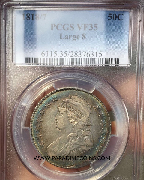1818/7 50C VF35 PCGS LARGE 8 - Paradime Coins | PCGS NGC CACG CAC Rare US Numismatic Coins For Sale