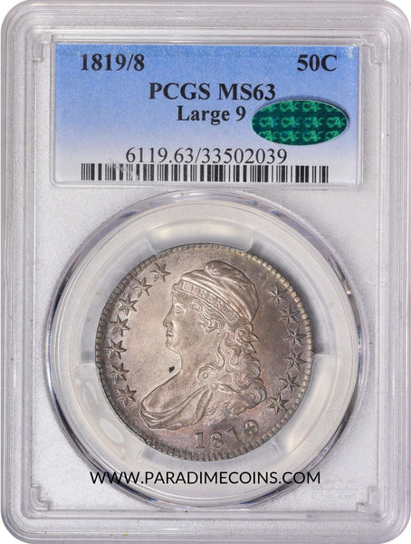 1819/8 LARGE 9 50C MS63 PCGS CAC - Paradime Coins US Coins For Sale