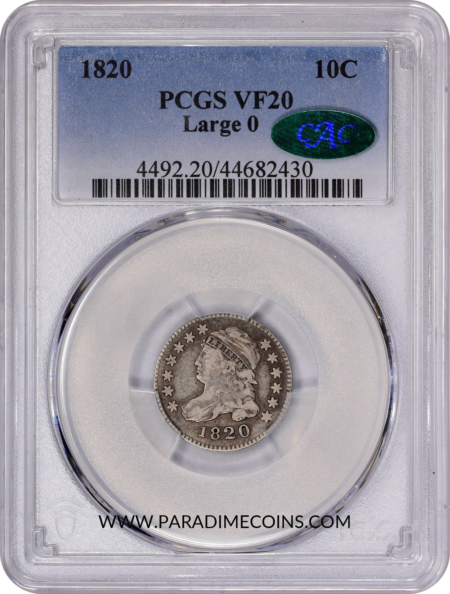 1820 10C LARGE 0 VF20 PCGS CAC - Paradime Coins | PCGS NGC CACG CAC Rare US Numismatic Coins For Sale