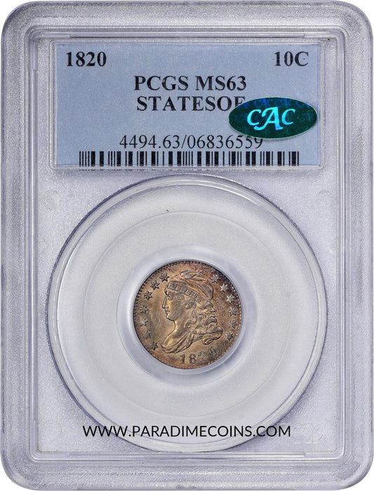 1820 10C STATESOF MS63 PCGS CAC - Paradime Coins | PCGS NGC CACG CAC Rare US Numismatic Coins For Sale