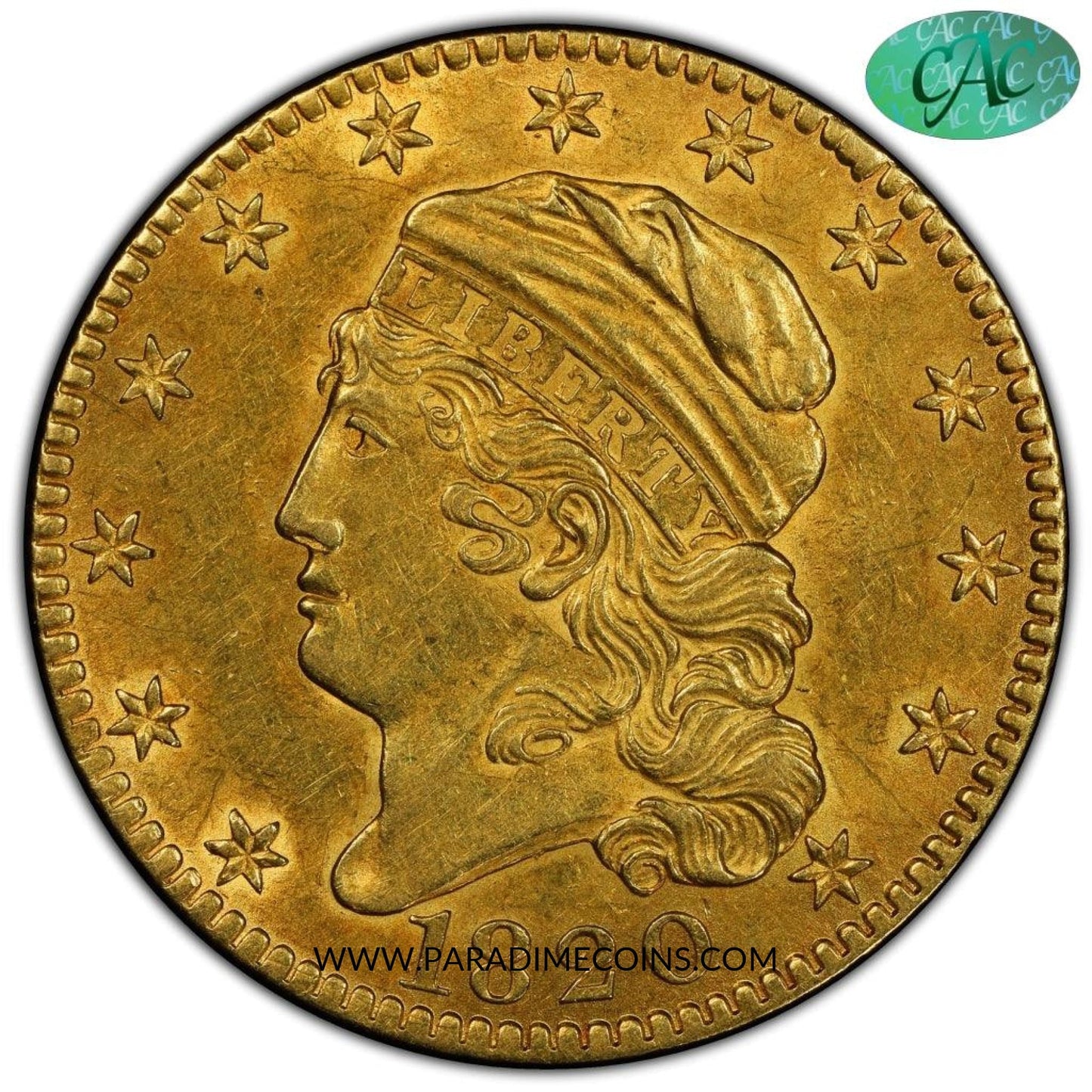 1820 $5 SQUARE BASE 2 AU58 PCGS CAC - Paradime Coins | PCGS NGC CACG CAC Rare US Numismatic Coins For Sale