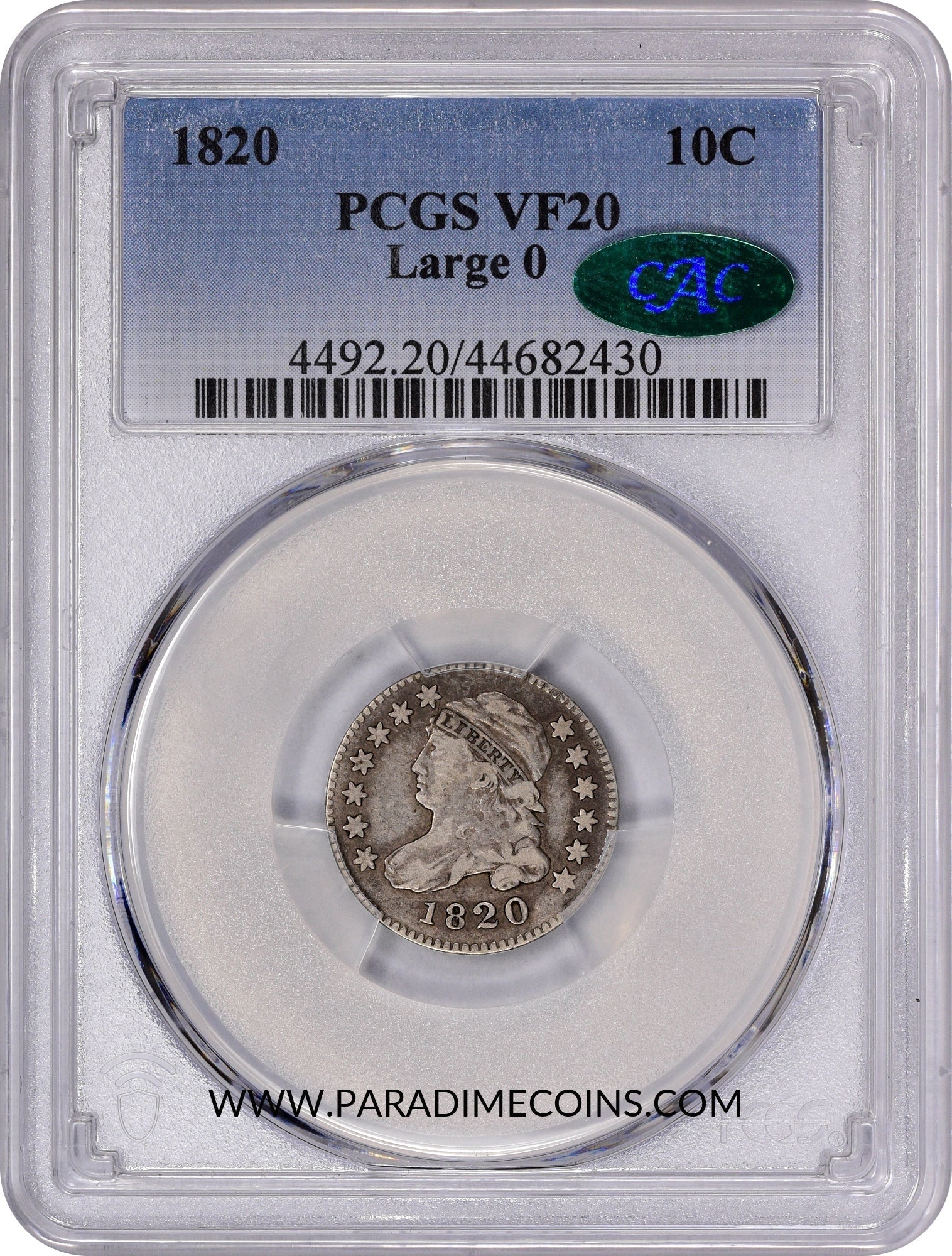 1820 10C LARGE 0 VF20 PCGS CAC - Paradime Coins | PCGS NGC CACG CAC Rare US Numismatic Coins For Sale