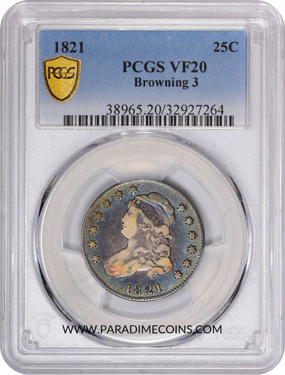 1821 25C VF20 PCGS - Paradime Coins | PCGS NGC CACG CAC Rare US Numismatic Coins For Sale