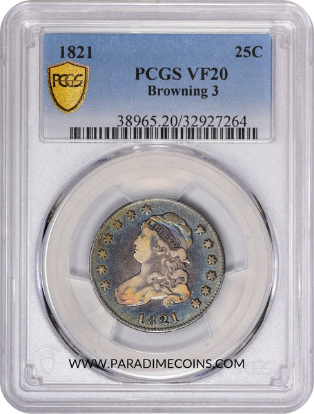 1821 25C VF20 PCGS - Paradime Coins US Coins For Sale