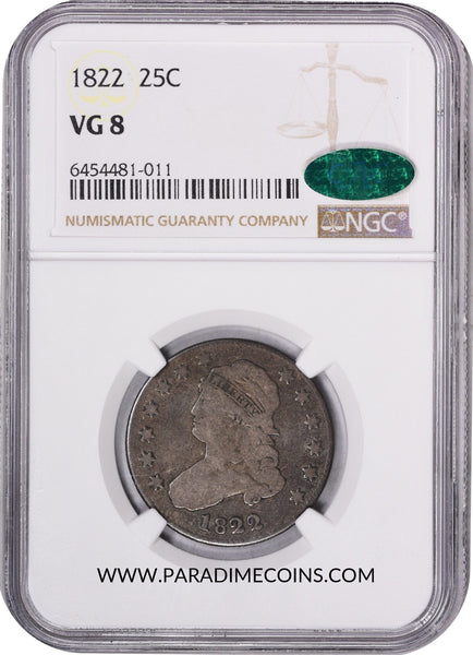 1822 25C VG08 NGC CAC - Paradime Coins | PCGS NGC CACG CAC Rare US Numismatic Coins For Sale