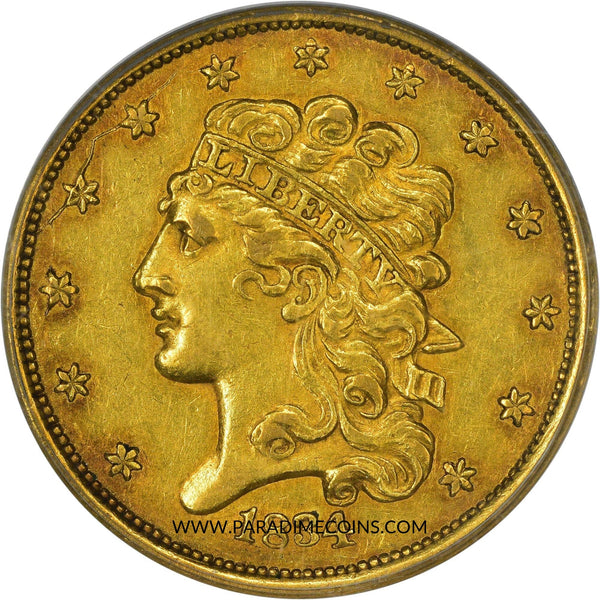 1834 $5 CLASSIC PLAIN 4 AU50 OGH PCGS CAC - Paradime Coins US Coins For Sale