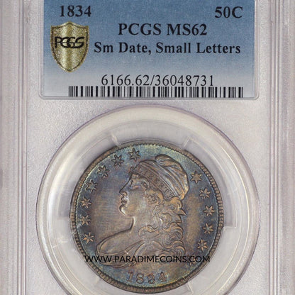 1834 50C SMALL DATE SMALL LETTERS MS62 PCGS - Paradime Coins | PCGS NGC CACG CAC Rare US Numismatic Coins For Sale