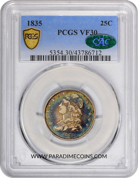 1835 25C VF30 PCGS CAC - Paradime Coins | PCGS NGC CACG CAC Rare US Numismatic Coins For Sale