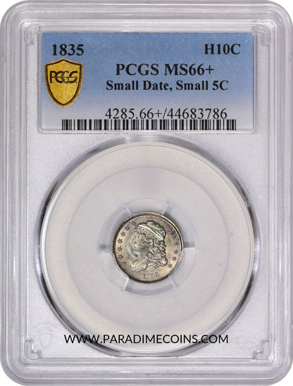 1835 H10C SM DT SM 5C MS66+ PCGS - Paradime Coins | PCGS NGC CACG CAC Rare US Numismatic Coins For Sale