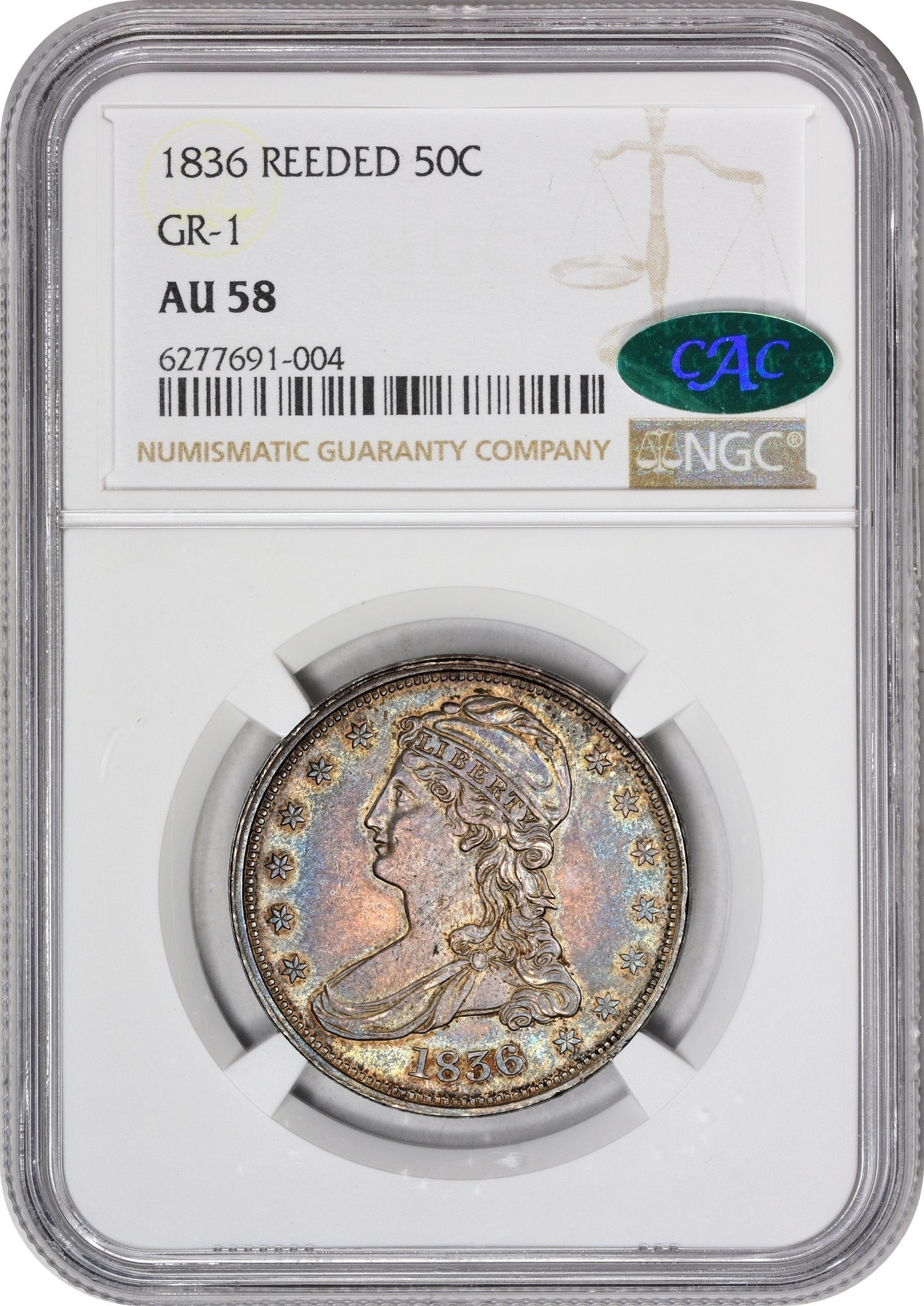 1836 50C REEDED AU58 NGC CAC - Paradime Coins | PCGS NGC CACG CAC Rare US Numismatic Coins For Sale