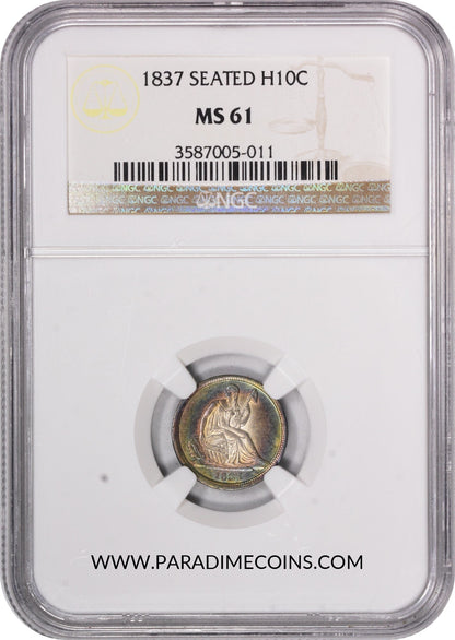 1837 H10C SEATED NO STARS LG DT MS61 NGC - Paradime Coins | PCGS NGC CACG CAC Rare US Numismatic Coins For Sale