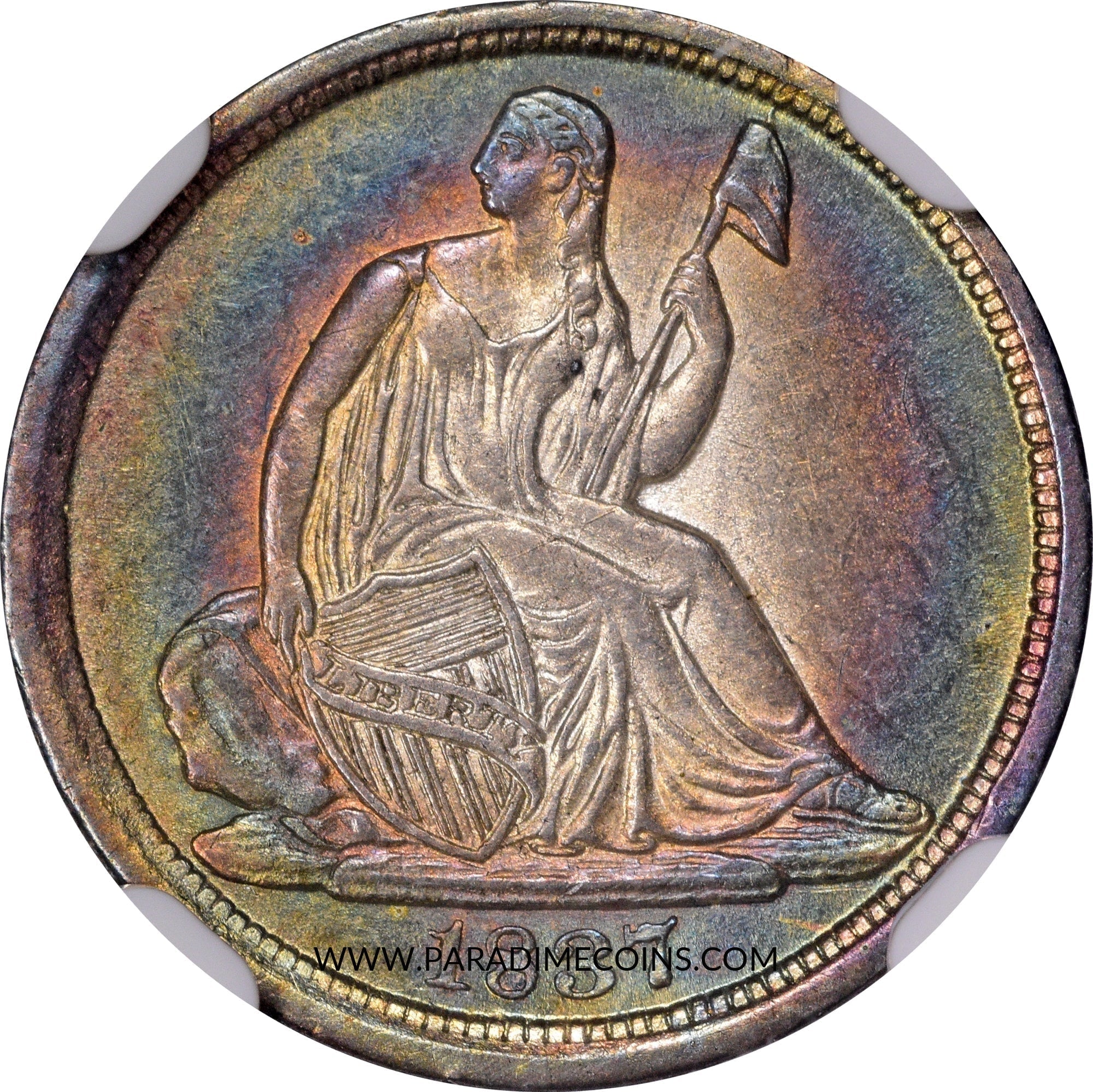 1837 H10C SEATED NO STARS LG DT MS61 NGC - Paradime Coins | PCGS NGC CACG CAC Rare US Numismatic Coins For Sale