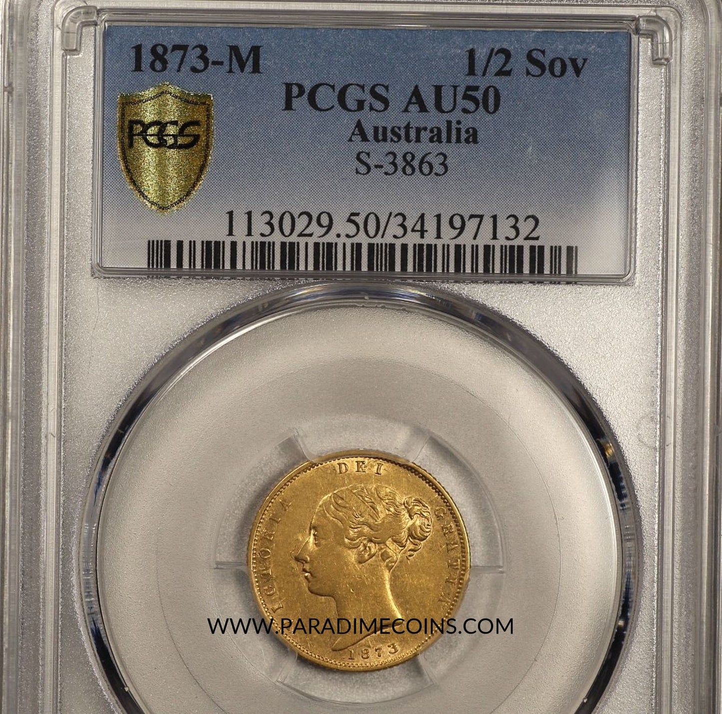 1837-M 1/2 SOV AU50 AUSTRALIA PCGS - Paradime Coins | PCGS NGC CACG CAC Rare US Numismatic Coins For Sale