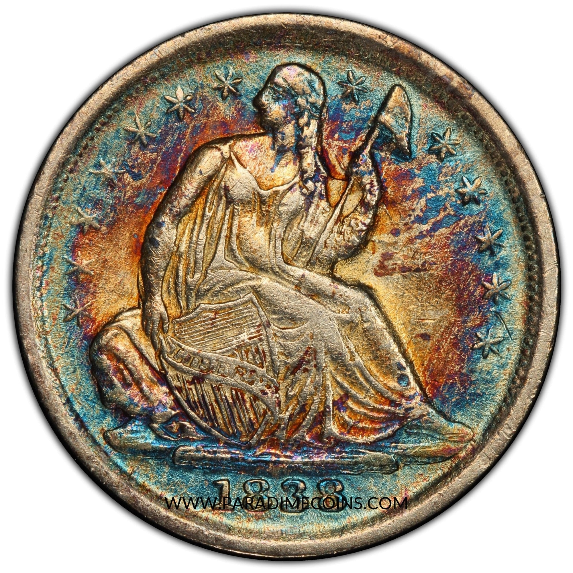 1838 H10C NO DRAPERY SM STARS AU50 PCGS - Paradime Coins | PCGS NGC CACG CAC Rare US Numismatic Coins For Sale