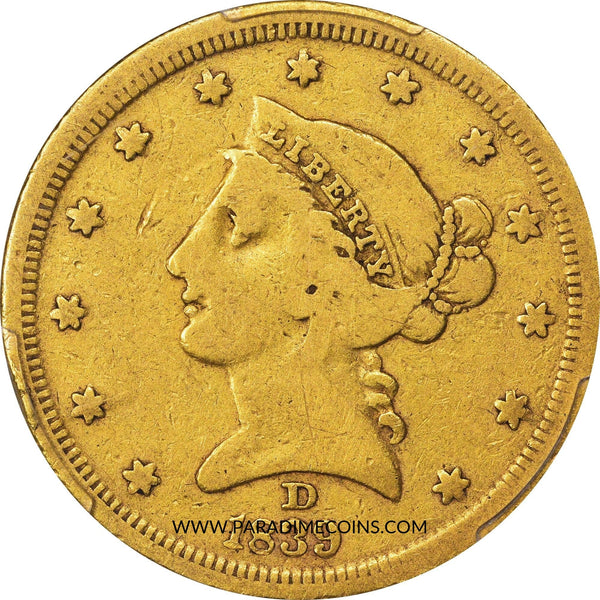 1839-D $5 VG10 PCGS - Paradime Coins US Coins For Sale