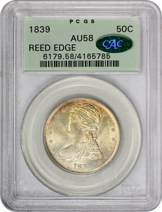 1839 50C R.E CAPPED BUST AU58 OGH PCGS CAC - Paradime Coins | PCGS NGC CACG CAC Rare US Numismatic Coins For Sale