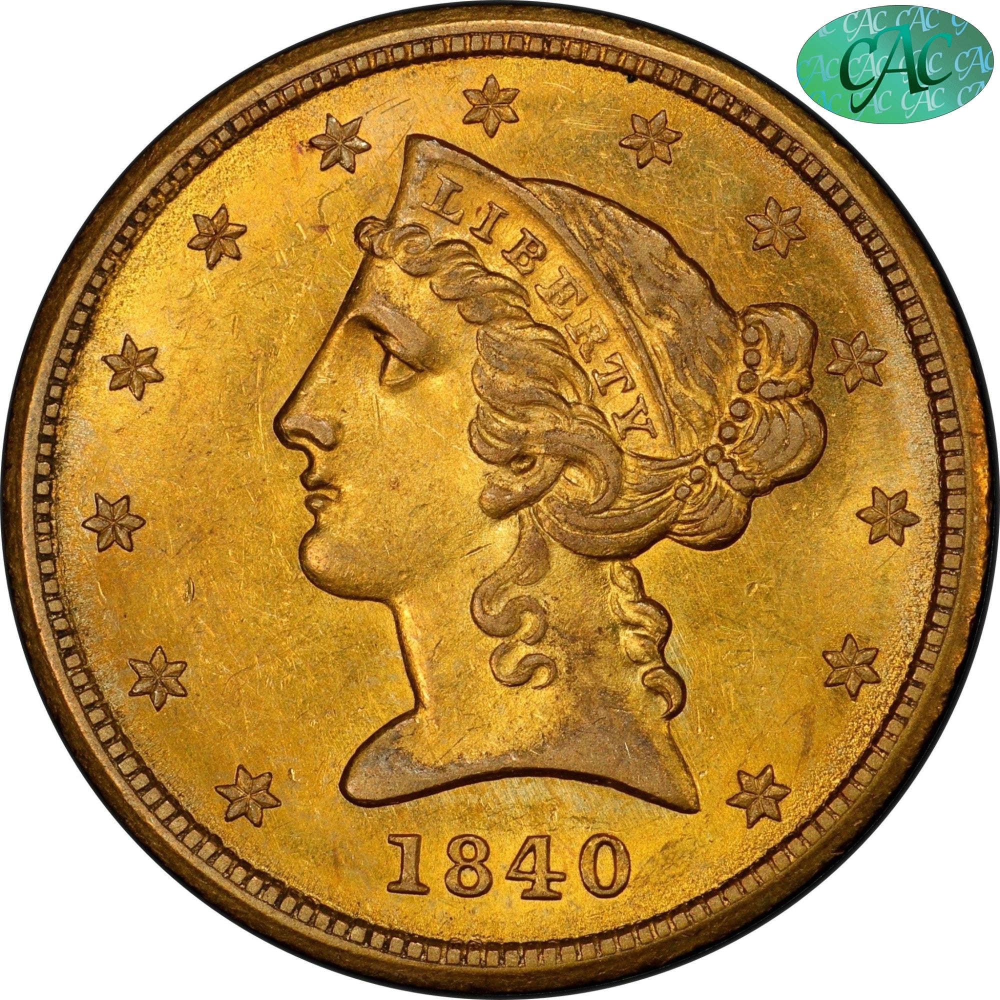 1840 $5 MS62 PCGS CAC - Paradime Coins | PCGS NGC CACG CAC Rare US Numismatic Coins For Sale