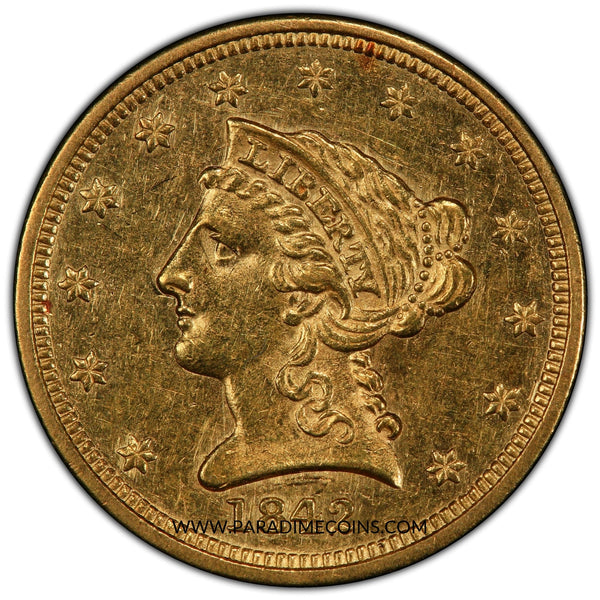1842 $2.5 AU58 PCGS - Paradime Coins | PCGS NGC CACG CAC Rare US Numismatic Coins For Sale