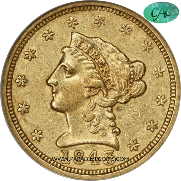 1843 $2.5 AU55 NGC CAC - Paradime Coins | PCGS NGC CACG CAC Rare US Numismatic Coins For Sale