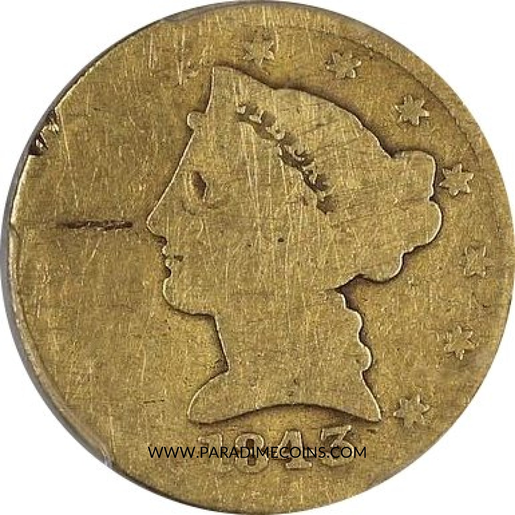 1843-D $5 AG03 PCGS - Paradime Coins | PCGS NGC CACG CAC Rare US Numismatic Coins For Sale