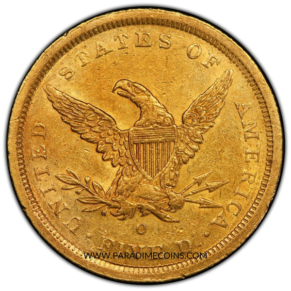 1843-O $5 SMALL LT AU58 PCGS CAC - Paradime Coins | PCGS NGC CACG CAC Rare US Numismatic Coins For Sale